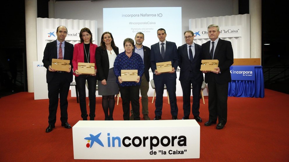 Premiados en el acto conmemorativo de los 10 años del Programa Incorpora en Navarra.