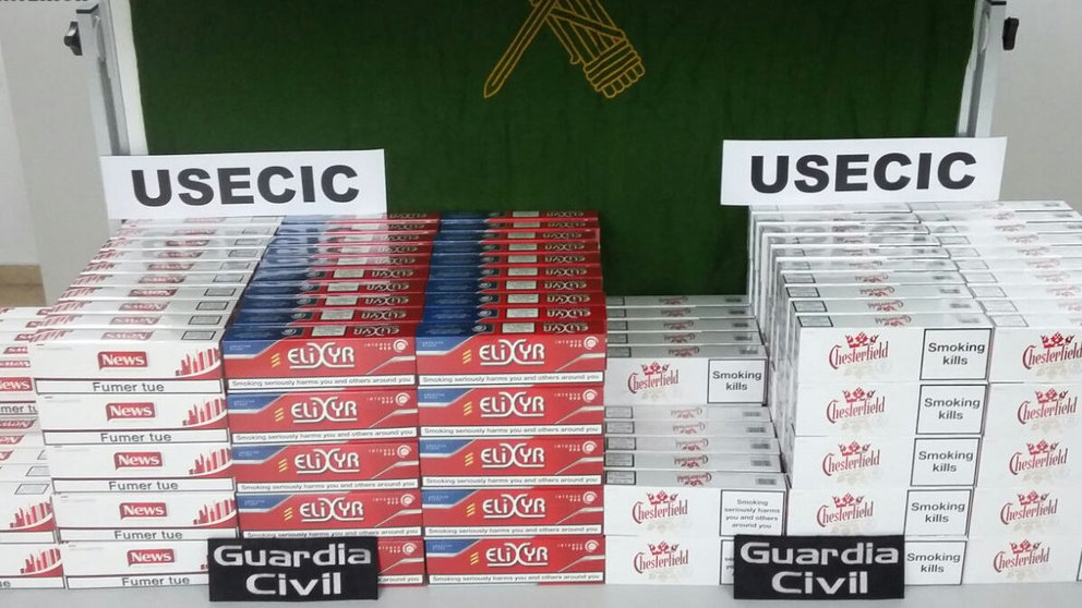 3.000 cajetillas de tabaco intervenidas en Navarra por la Guardia Civil.