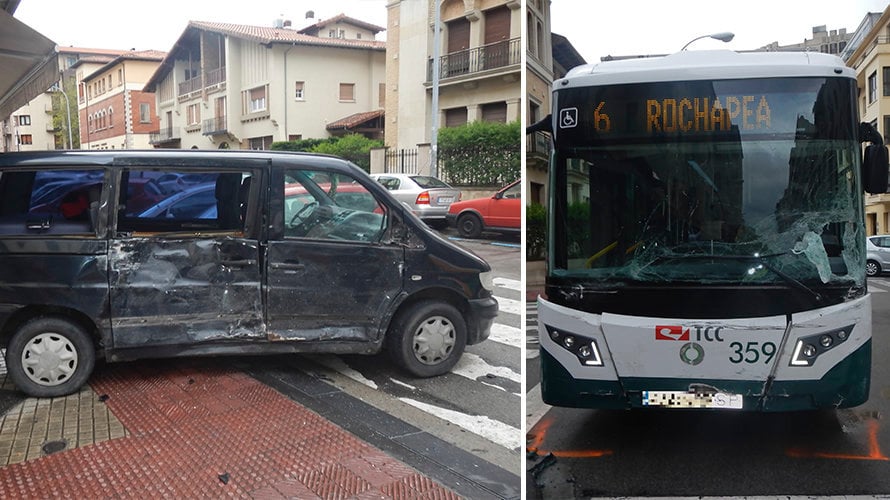 Aparatoso accidente en la calle Navarro Villoslada de Pamplona.