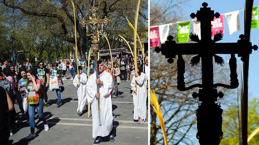 La celebración del domingo de Ramos en la iglesia de San Lorenzo se ha visto obligada a modificarse por el solapamiento con la Korrika