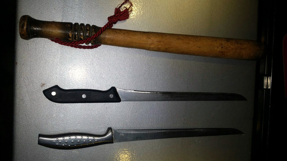 Armas incautadas en un local del barrio de San Jorge de Pamplona por la Policía Municipal.