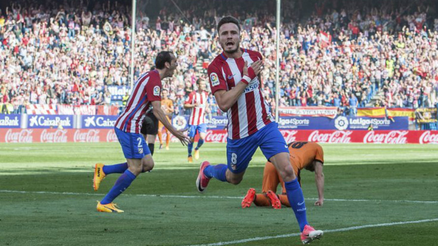 Saúl Ñiguez celebra el gol del Atlético. Lfp.
