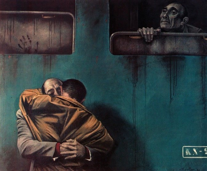 El cuadro 'El abrazo', de Manuel López-Villaseñor