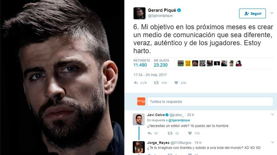 El tuit de Piqué tras el enfado por la noticia. TWITTER