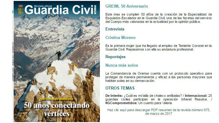 Una imagen de la única publicación oficial de la Guardia Civil