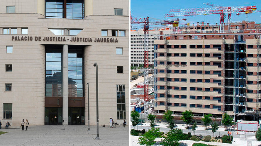 Imágenes de la fachada del Palacio de Justicia de Navarra y una bloque de pisos de nueva construcción. NAVARRA.COM