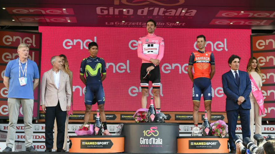 Podium final del Giro de Italia 2017. Twitter Giro.