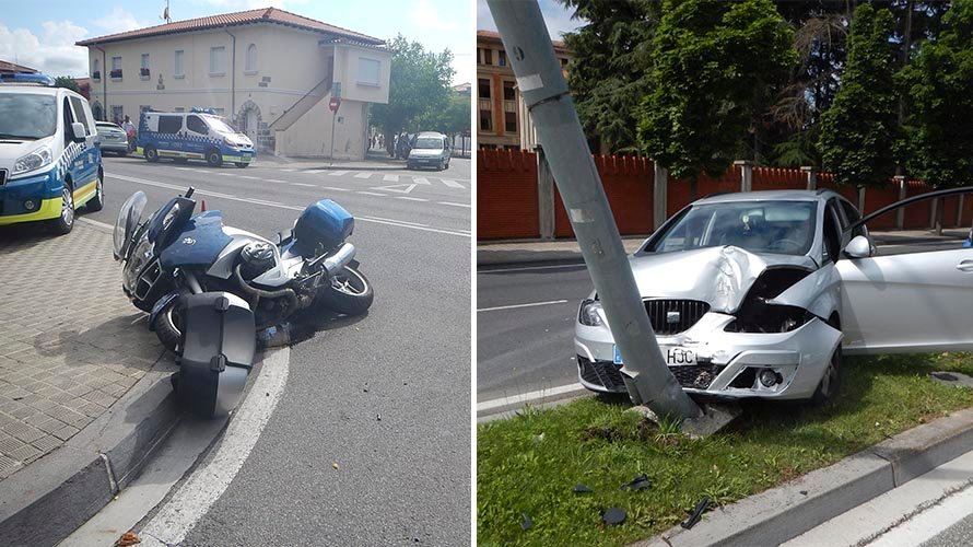 A la izquierda, el accidente del motorista y a la derecha el de la mujer que se desvaneció al volante