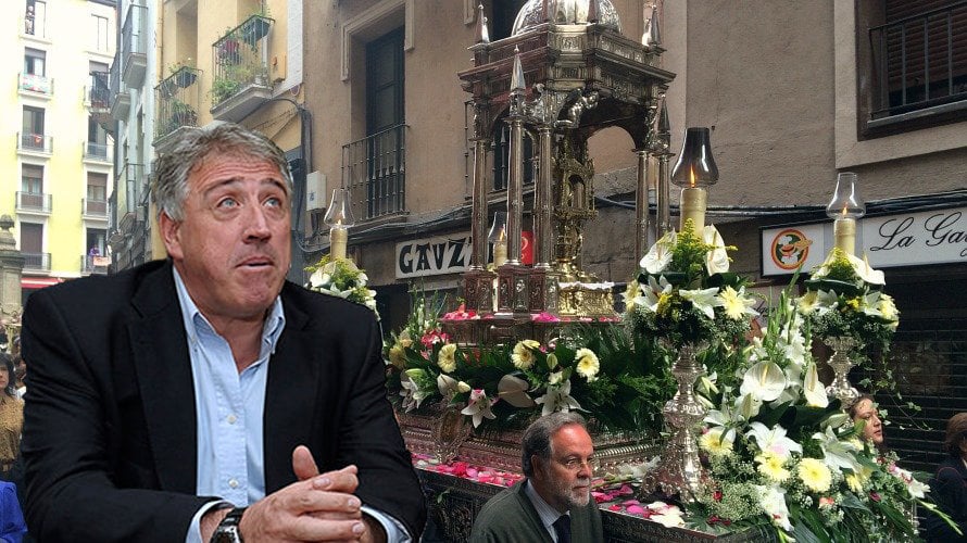 Montaje de imágenes del alcalde Joseba Asirón y la procesión del Corpus Christi en Pamplona NAVARRACOM