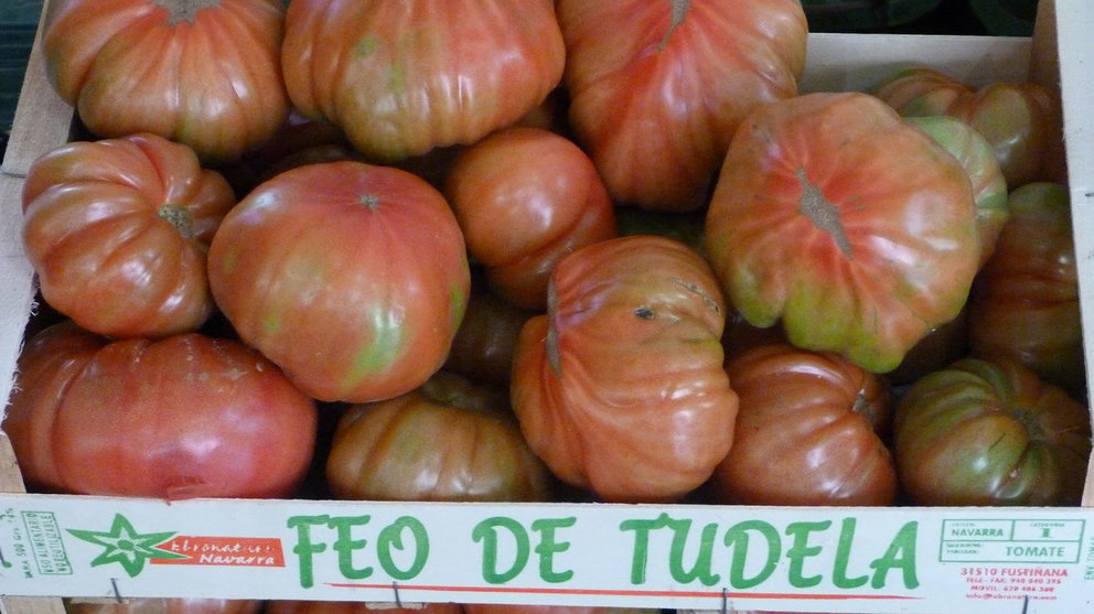 Imagen de una barquilla de tomate feo de Tudela, una de las variedades más sabrosas que además tiene su propio concurso en la capital ribera