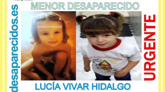 La pequeña Lucía, desaparecida anoche en Málaga