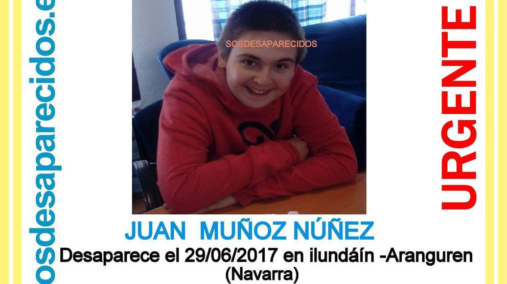 Imagen de Juan Muñóz Nuñez, desaparecido de un centro de Ilundáin en Pamplona, difundida por Sos Desaparecidos
