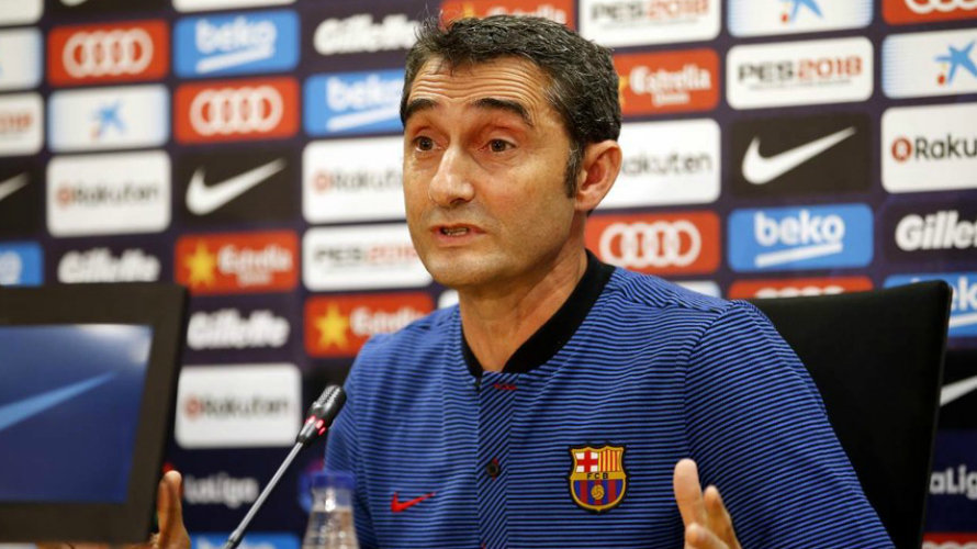 Ernesto Valverde en rueda de prensa. FC Barcelona.
