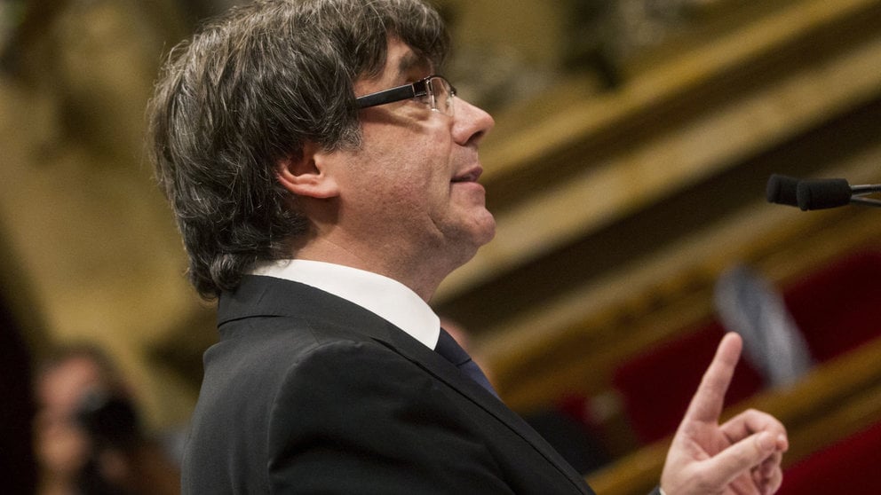 arles Puigdemont, durante su discurso en el Parlamento catalán tras el referéndum ilegal EFE
