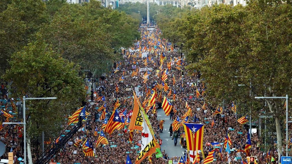 Manifestación en Barcelona tras la aplicación del artículo 155 en Cataluña.