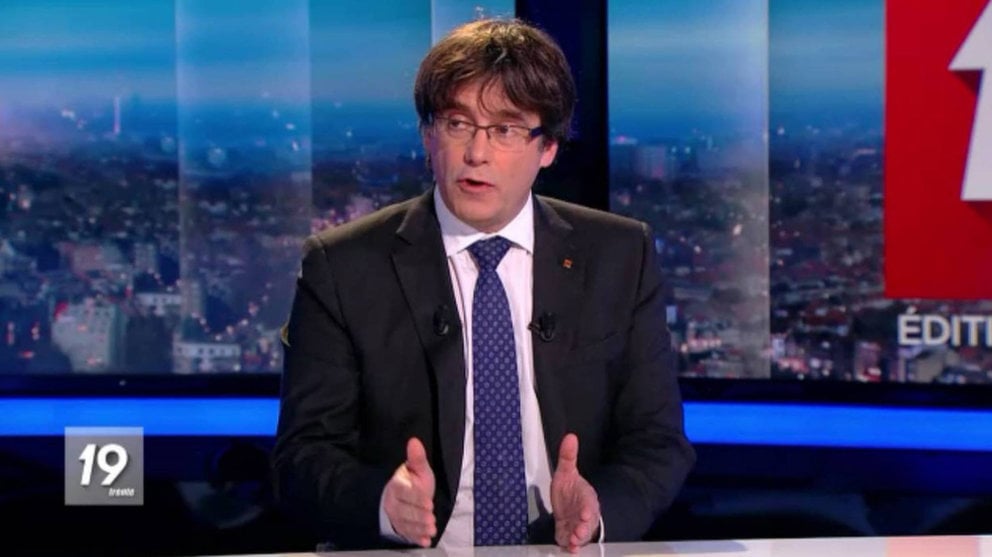 Puigdemont durante su intervención para la televisión belga, este viernes
