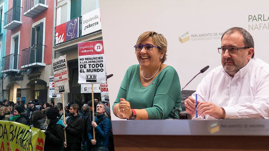 Marisa de Simón, Jose Miguel Nuin y la manifestación convocada por LAB junto a la sede de I-E