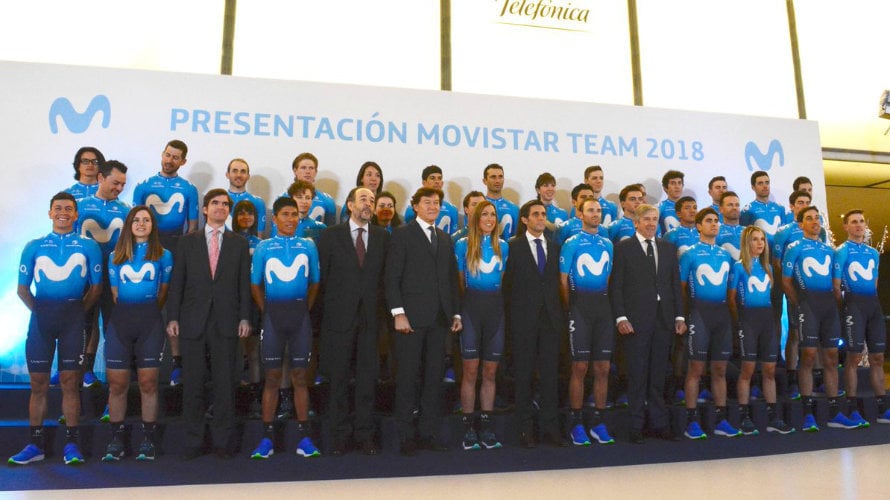 Equipos masculino y femenino Movistar 2018. Twitter Movistar team.