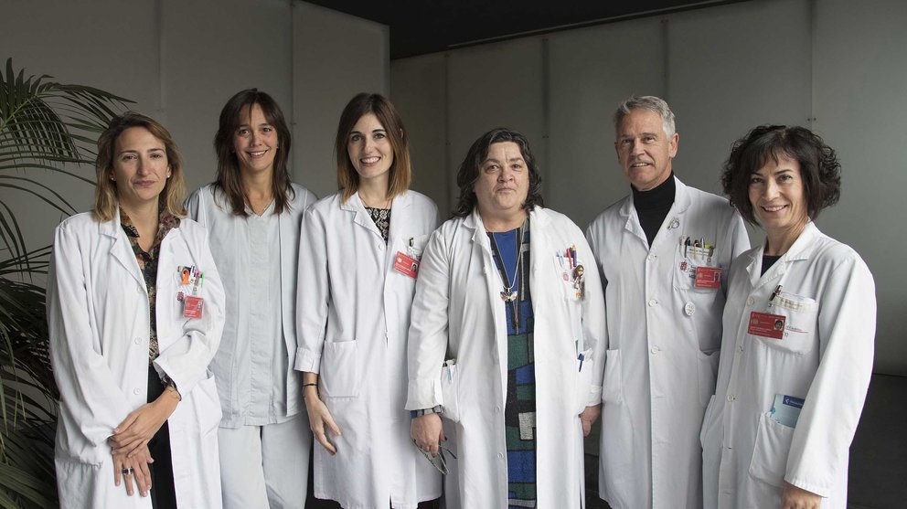 De izquierda a derecha María Zandio, María Latasa, Izaskun Basterra, María Eugenia Yoldi, Manuel Montesino y Maite Lizarraga CEDIDA