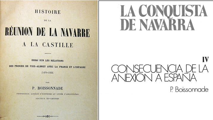 Dos ediciones de un mismo autor, Prosper Boissonnade: a la izquierda el original de 1893; y a la derecha, el volumen IV de la traducción manipulada y mutilada, impresa por Mintzoa en 1981.