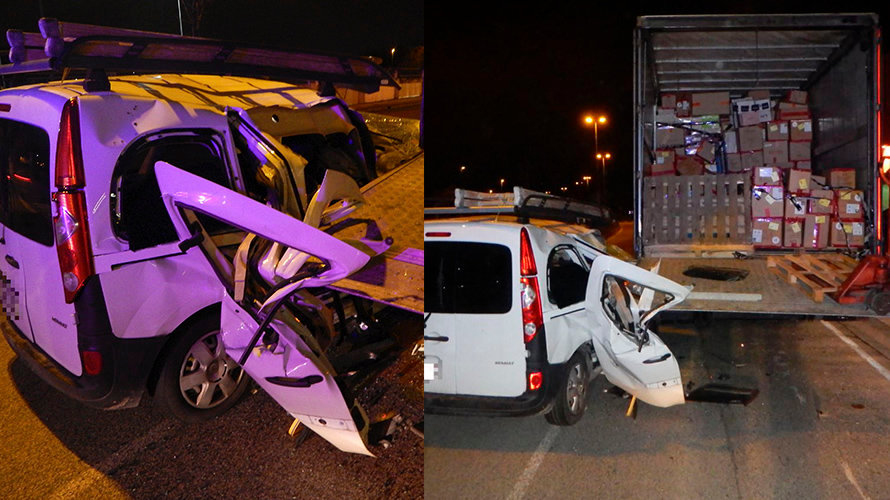 Dos imágenes del vehículo siniestrado en Pamplona POLICÍA MUNICIPAL