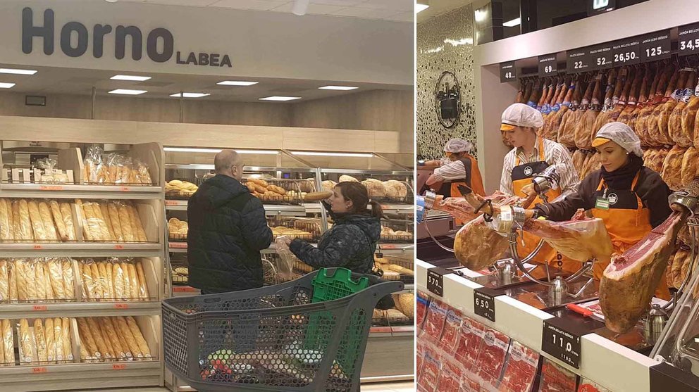 Sección de panadería y charcutería en el reformado supermercado de Mercadona en Mutilva CEDIDA