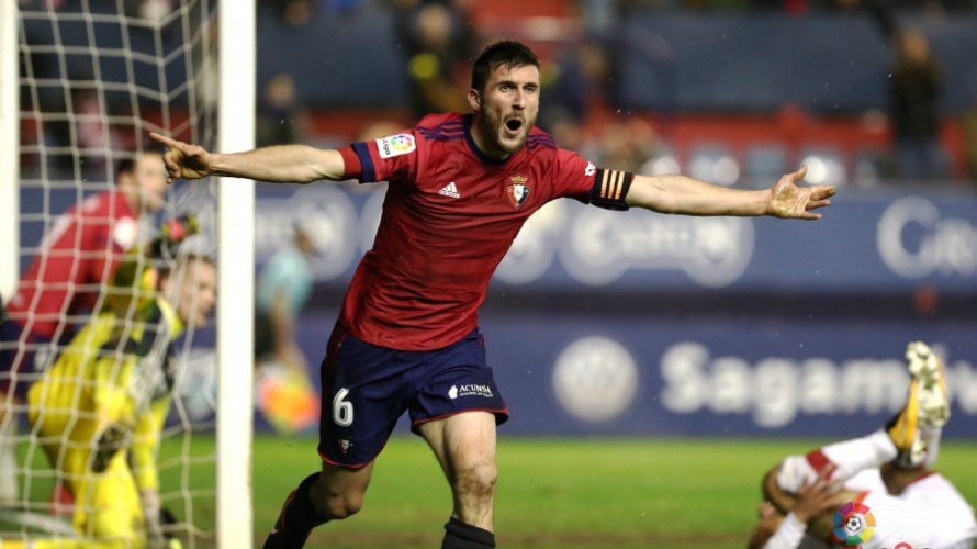 Oier Sanjurjo celebra su gol al Rayo Vallecano. La Liga.