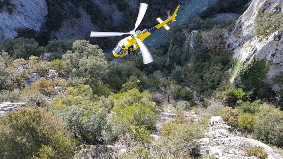 Rescate en helicóptero en la foz de Arbayún BOMBEROS DE NAVARRA