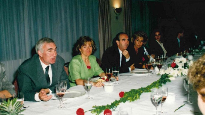 Pedro Mari Zabalza y Fermín Ezcurra, durante una comida OSASUNA