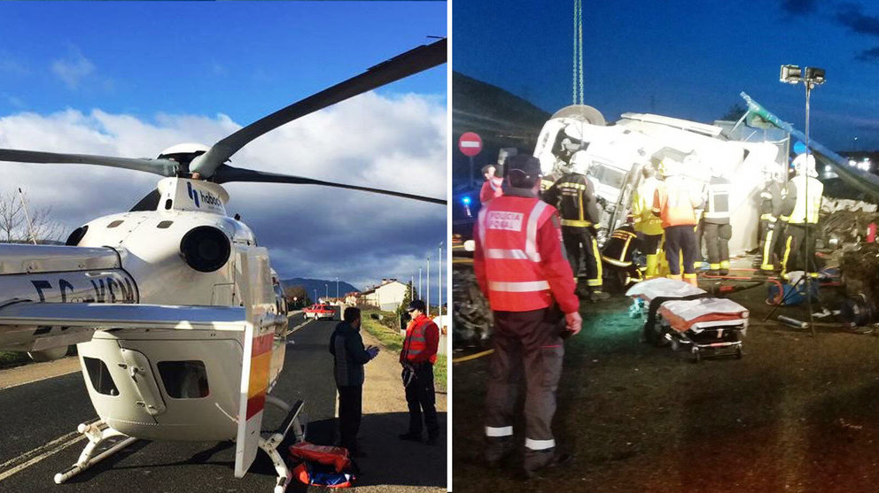 Imágenes de los dos accidentes laborales mortales del pasado viernes en Lacunza y Tiebas ARCHIVO