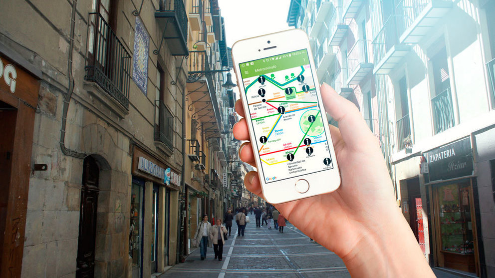Una imagen de un móvil con la nueva aplicación Metrominuto. CEDIDA