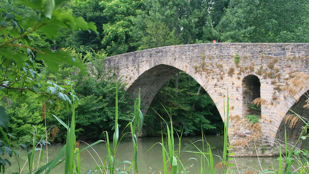 Puente de la Magdalena sobrepasa el Río Arga