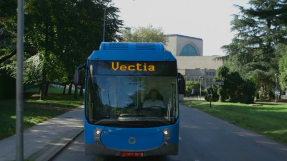 Imagen de uno de los modelos de autobús eléctrico fabricado por la empresa navarra Vectia, con sede en Castejón Foto VECTIA