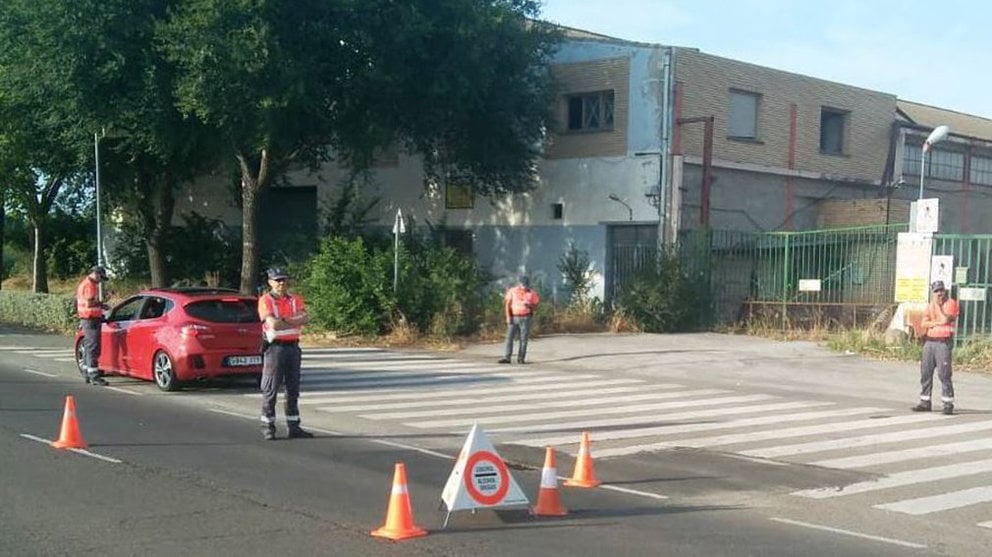 Control de la Policía Foral en una de las salidas de Tudela POLICÍA FORAL