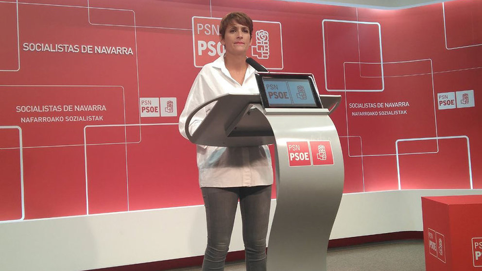 La secretaria general del PSN, María Chivite, en una rueda de prensa EUROPA PRESS
