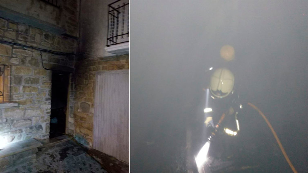 Incendio en una casa de Aibar BOMBEROS DE NAVARRA