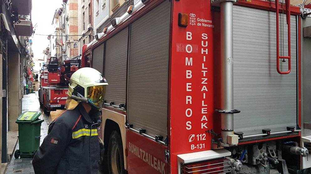 Incendio en la calle Jarauta de Pamplona BOMBEROS DE NAVARRA