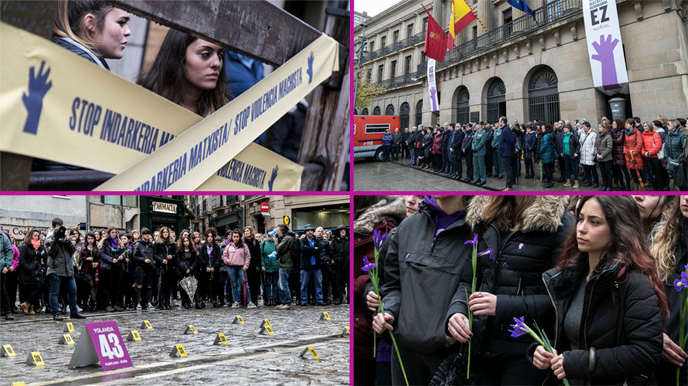 Vecinos y políticos salen a la calle en Pamplona con motivo del Día Internacional para la Erradicación de la Violencia contra las Mujeres. IÑIGO ALZUGARAY