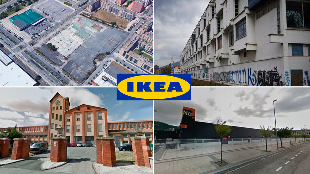 Las posibles ubicaciones planteadas para que Ikea se instale en suelo de Pamplona solar de la antigua Bosch, edificio de Superser, Matesa en la Rochapea y Refena en Buztintxuri NAVARRACOM 1