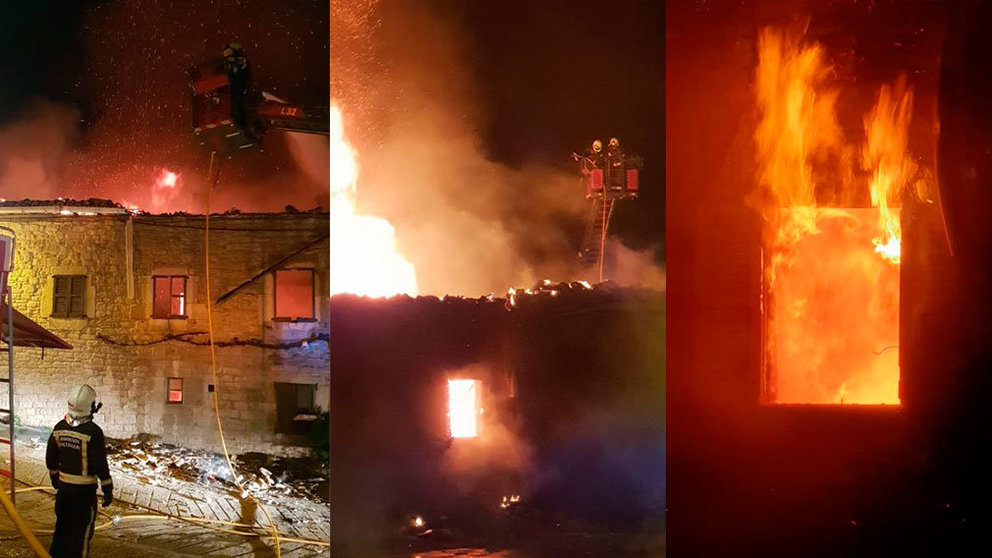 Incendio de una vivienda en Artaiz en donde podría haber muerto una persona. POLICÍA FORAL 2