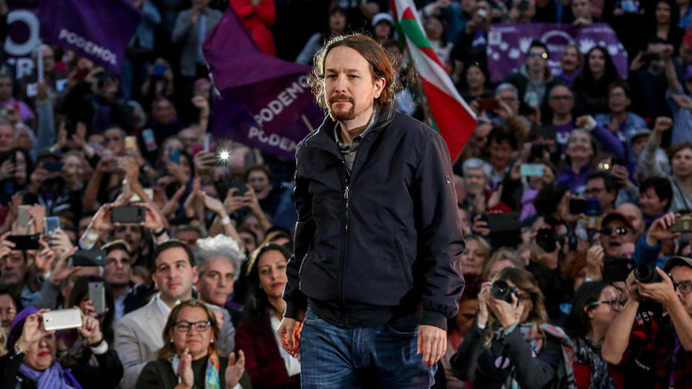 El secretario general de Podemos, Pablo Iglesias, en un encuentro con militantes y simpatizantes Foto RICARDO RUBIO EUROPA PRESS