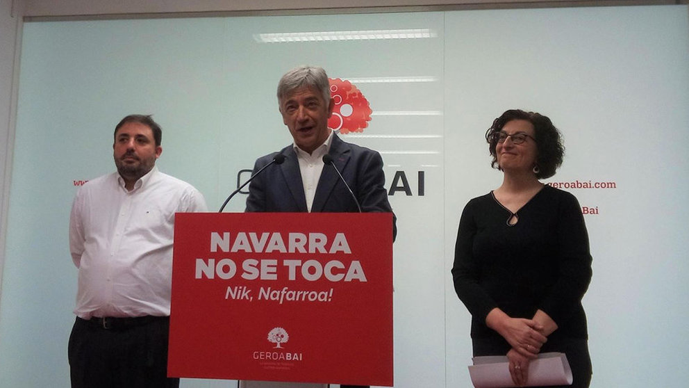 El candidato al Congreso por Geroa Bai, Koldo Martínez, durante una rueda de prensa EUROPA PRESS