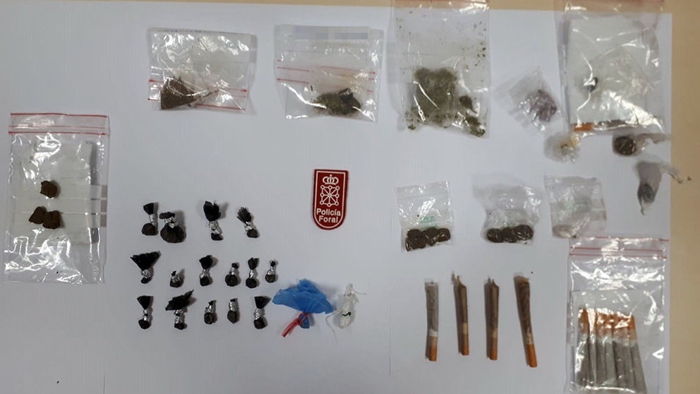 Sustancias localizadas por la Policía Foral en uno de sus controles de droga.