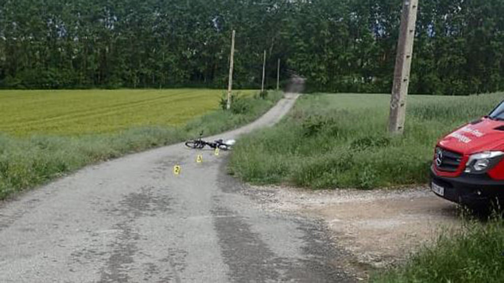 Lugar donde ha muerto el ciclista en la Cendea de Olza POLICÍA FORAL
