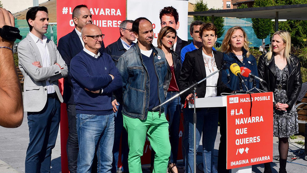 La candidata del PSN a la Presidencia del Gobierno de Navarra, María Chivite, en un acto electoral PSN