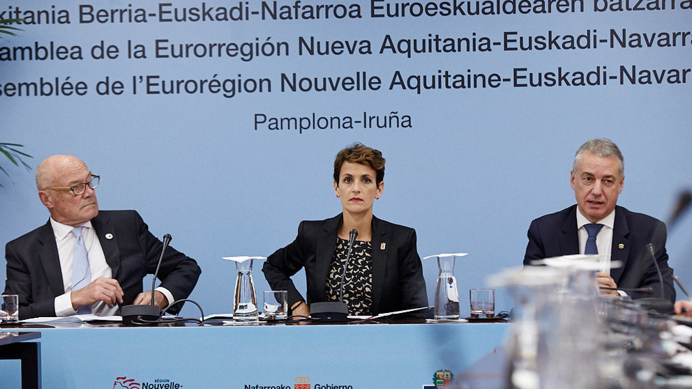 Asamblea Extraordinaria de la Eurorregión Nueva Aquitania-Euskadi-Navarra con la presencia de María Chivite, Alain Rousset y Iñigo Urkullu. IÑIGO ALZUGARAY