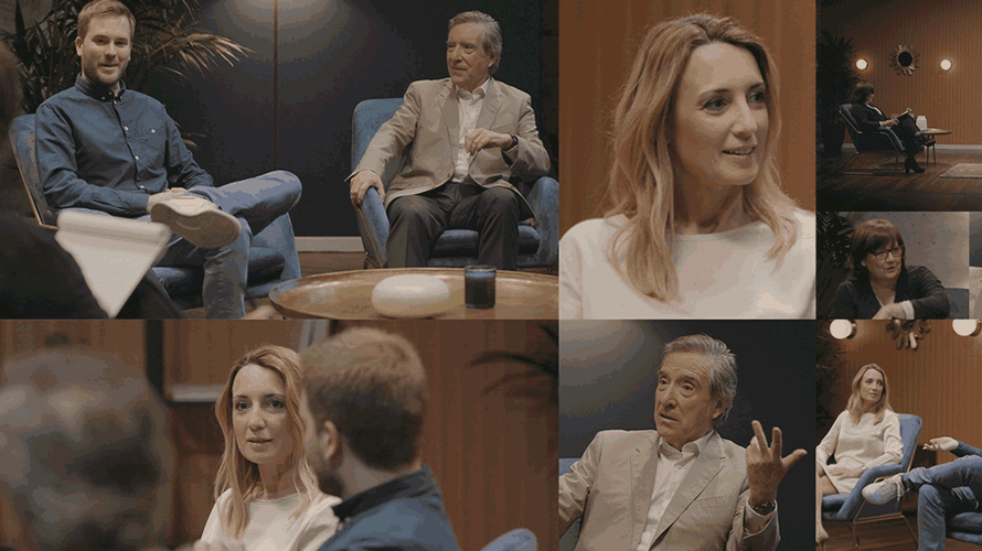 Diferentes momentos de las conversaciones de VidaCaixa con Iñaki Gabilondo, Patricia Ramírez y Javier Ruescas. CEDIDA