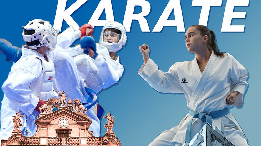 Cartel oficial de las pruebas de karate en el Navarra Arena. Cedida.
