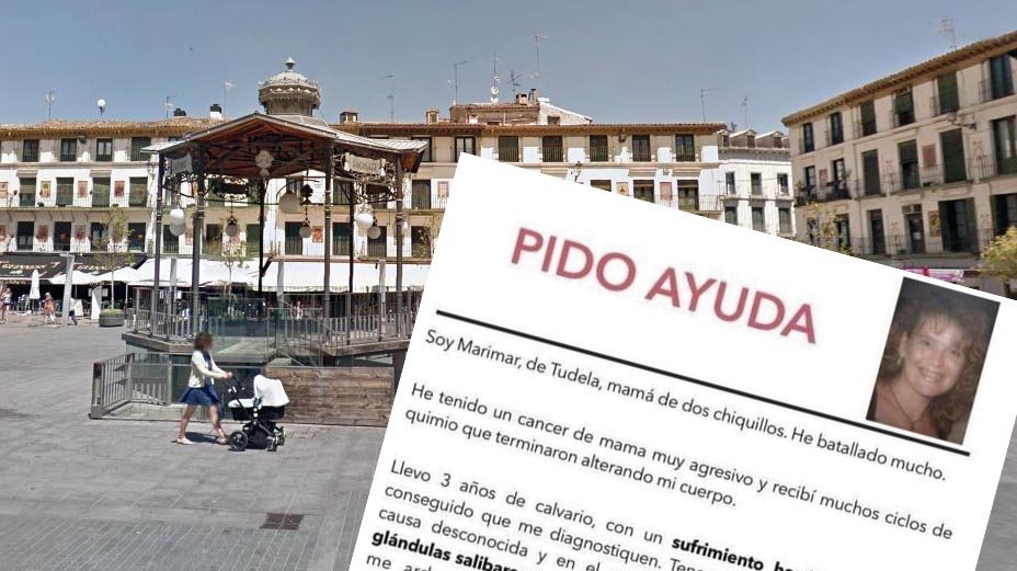 Imagen de la Plaza de los Fueros de Tudela y la petición de Marimar, vecina de la localidad