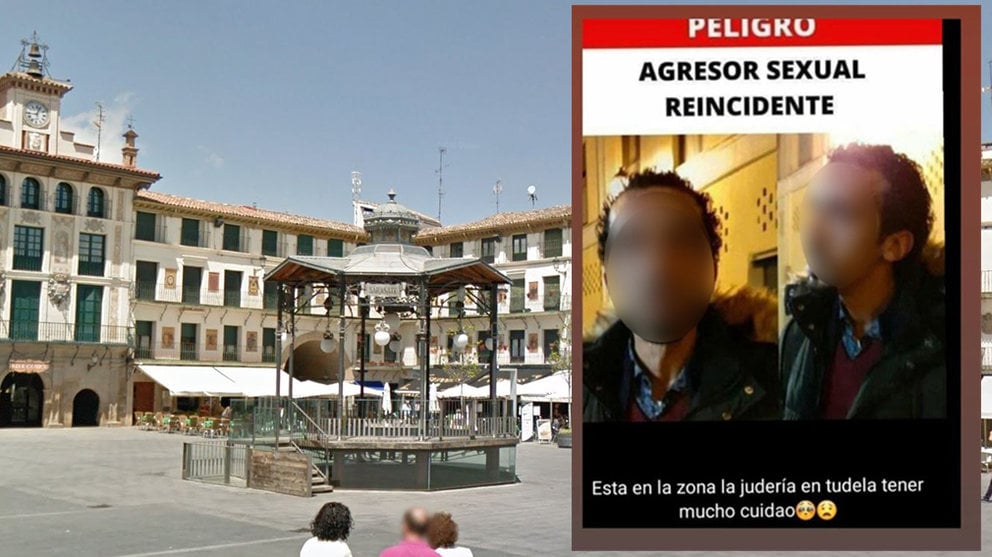 Cartel enviado por las redes sociales sobre un supuesto agresor sexual en Tudela